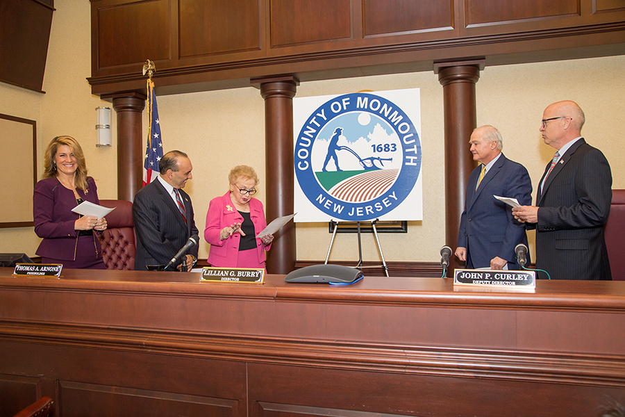 The Monmouth County Board of Chosen Freeholders unveil a new County Seal.